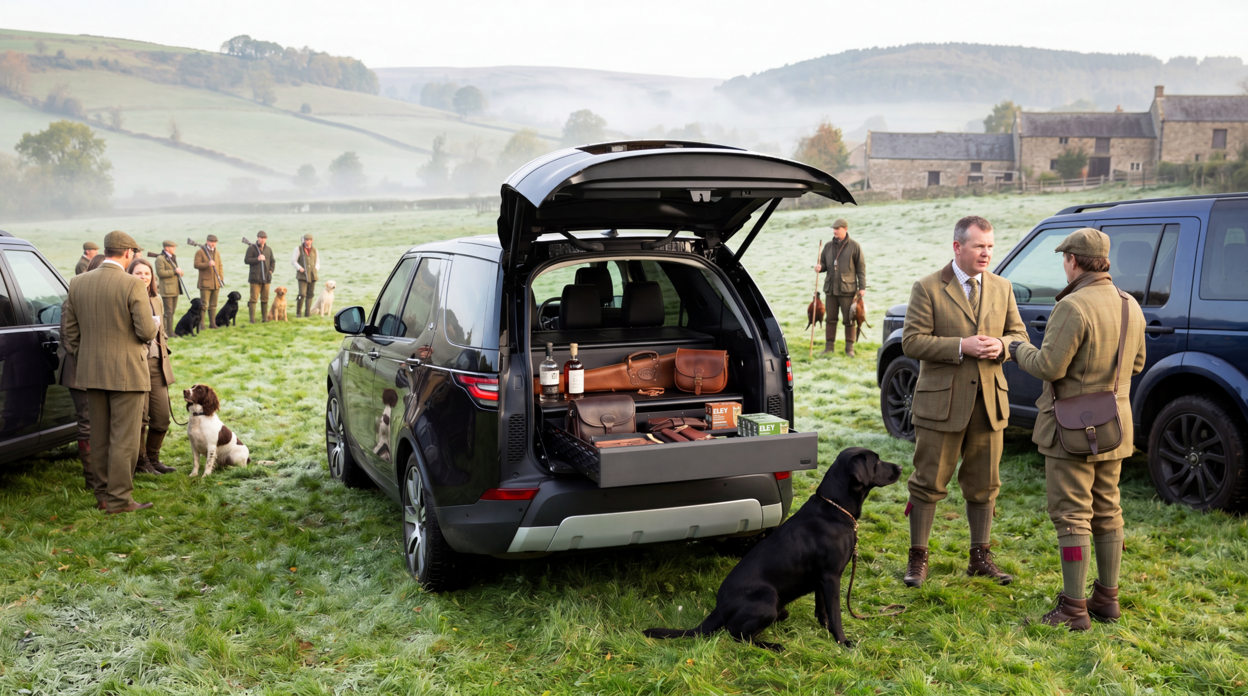 Luxury fieldsports chauffeur service Yorkshire — Land Rover in countryside