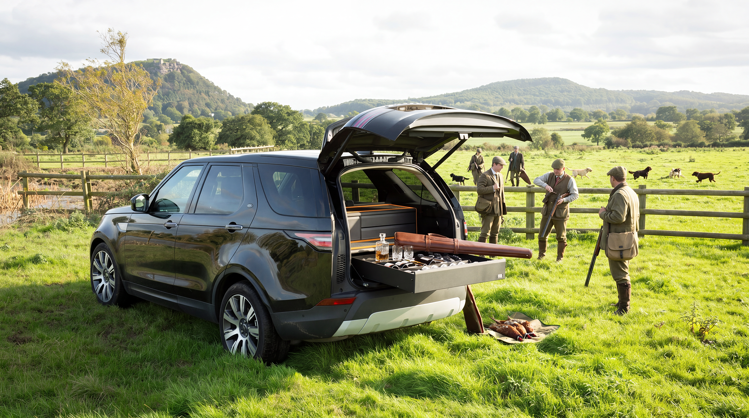Luxury fieldsports chauffeur service Yorkshire — Land Rover in countryside